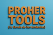Quiero que crees una imagen de PROHER TOOLS y abajo coloques (tu tienda de herramientas) en madera con un fondo azul cielo